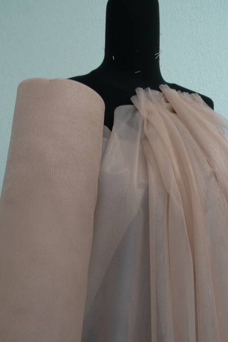 Tulle per abiti mano seta lucido morbido alt cm 300 colore tearose