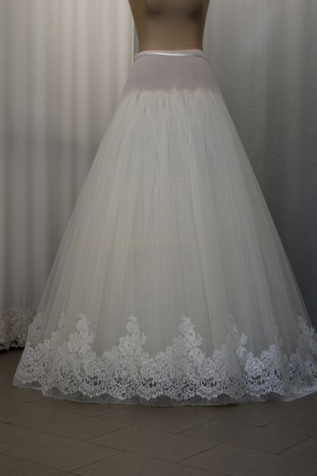 pizzo chantilly avorio chiaro comp cotone nylon Foto 1
