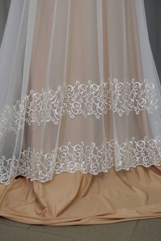 mano seta ricamato macrame avorio 140 Foto 1