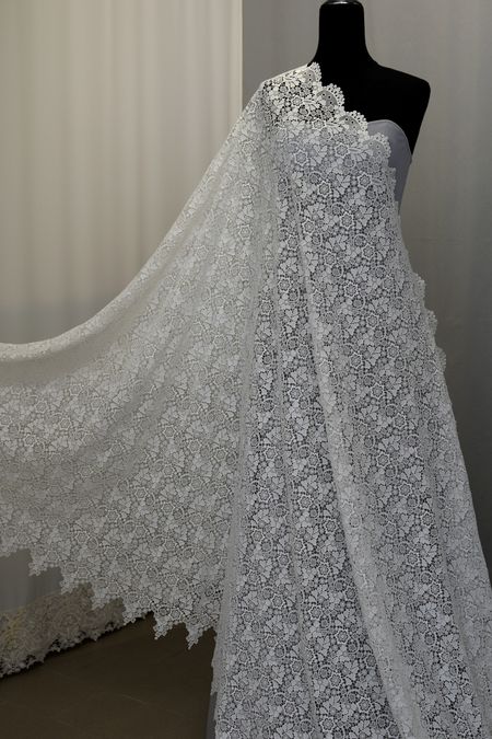 Pizzo macrame morbido bianco seta alt cm 130 140