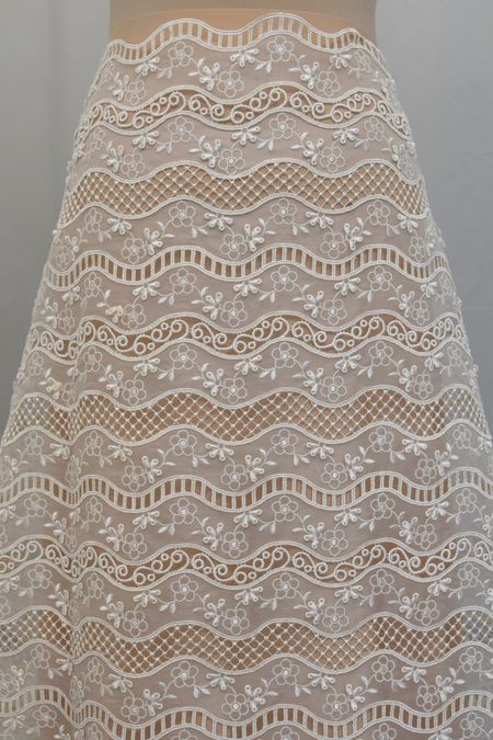 seta pura ricamata intarsi macrame avorio 60 Foto 1
