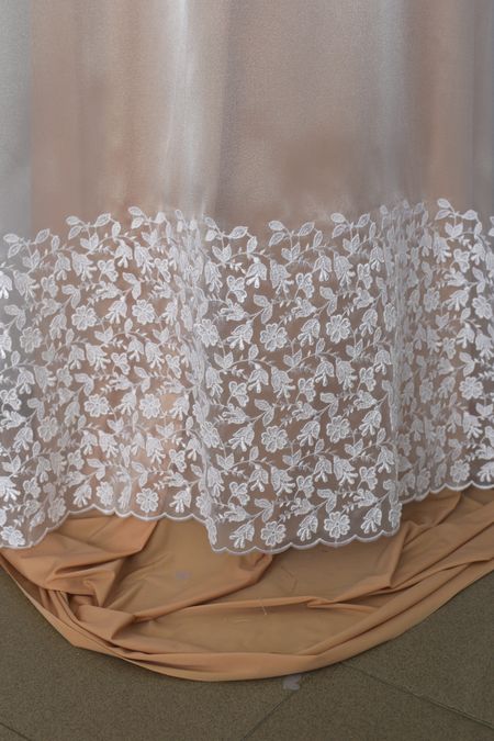 Organza ricamo macrame bianco alt cm 140