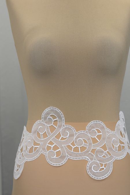 organza ricamato intagliato mano bianco Foto 1