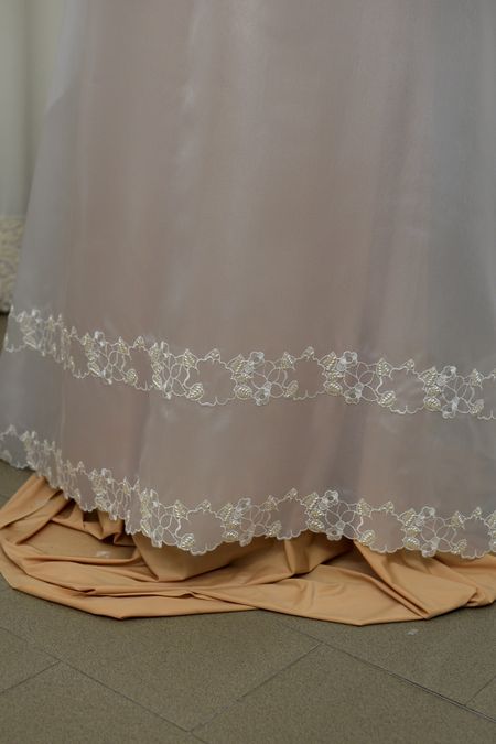 organza ricamata mano olivette bianco 140 Foto 1