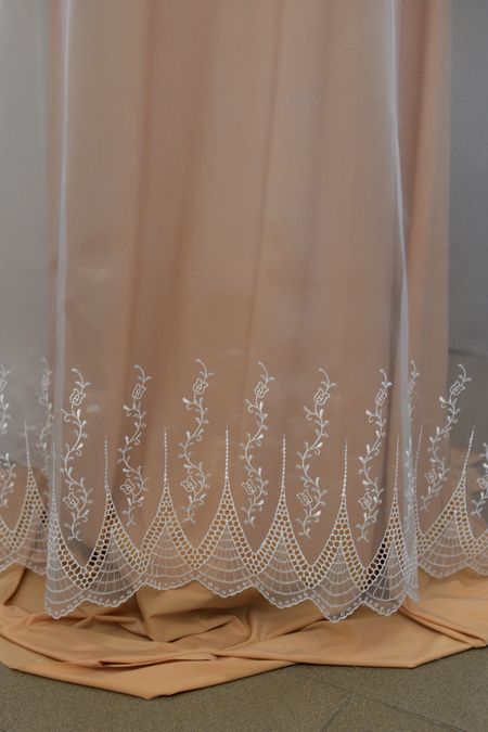 Organza ricamata bianco alt cm 150