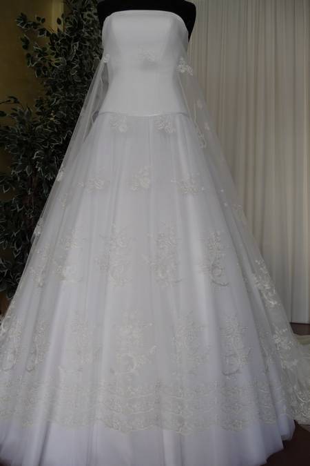 Tulle ricamato avorio cm 140