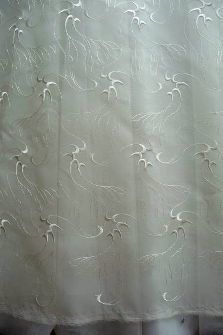 Organza ricamata 100 seta seta avorio alt cm 140