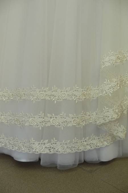 mano seta ricamo macrame avorio chiaro 140 Foto 1