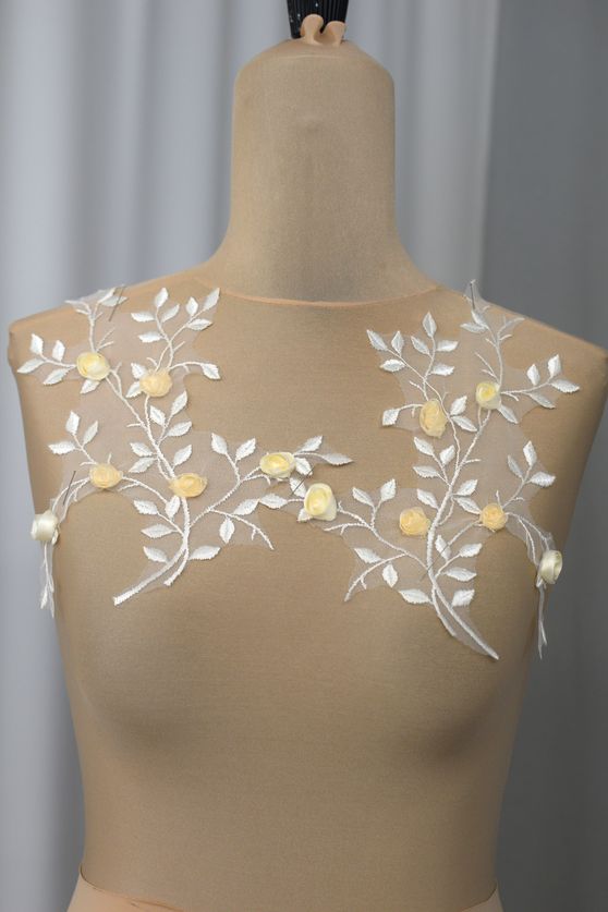 applicazioni tulle mano seta fiori rebrode seta Foto 1