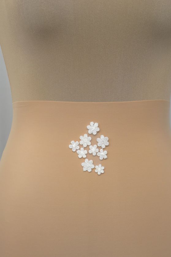 fiorellini macrame tulle avorio anche bianco seta Foto 1