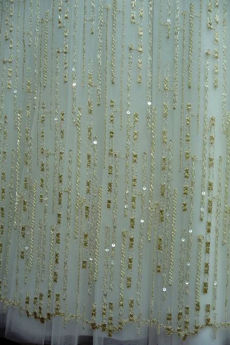 ricamato perle avorio oro Foto 1