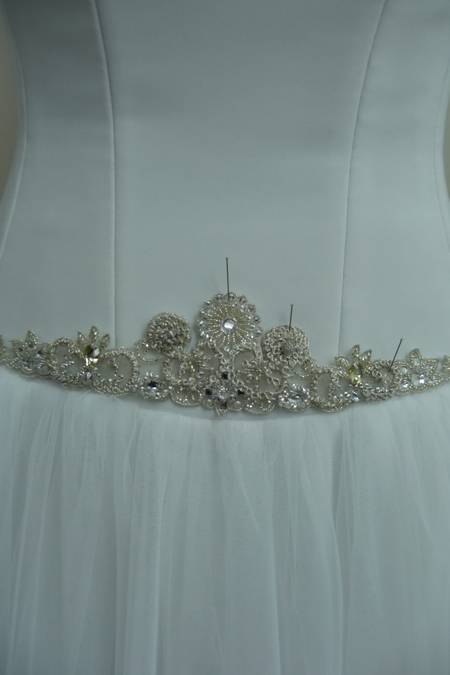 tulle ricamato avorio silver strass c1307 Foto 1