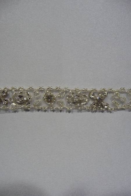 tulle ricamato avorio silver strass c1309 Foto 1