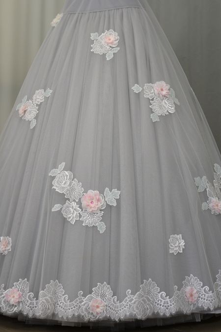 rilievo gonna tulle mano seta bordo applicazioni pizzo chantilly Foto 1