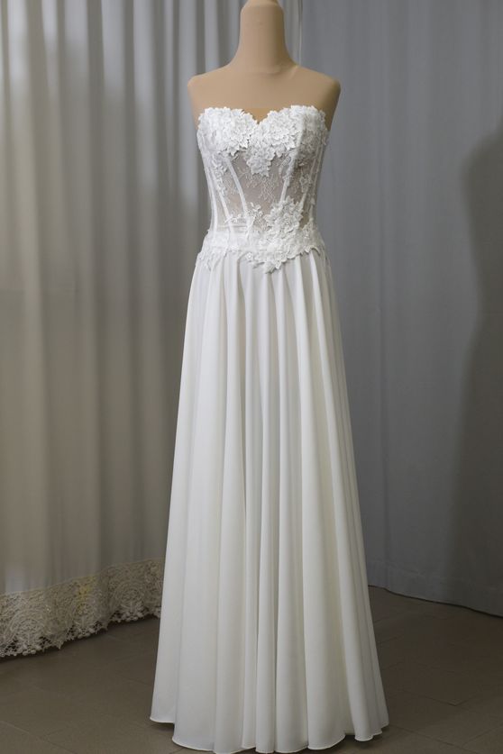 sposa pizzo applicazioni gonna kady mano seta fondo rifinito semilavorato Foto 1