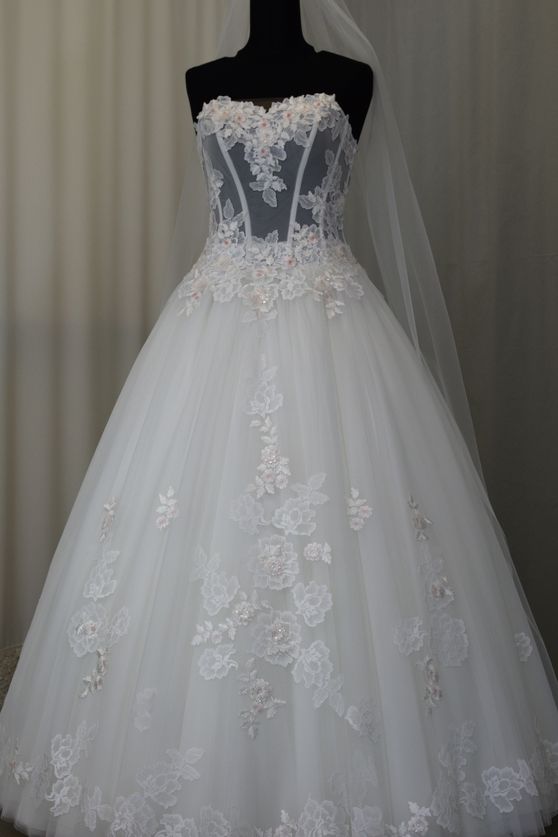 sposa pizzo chantilly tulle mano seta applicazioni pizzo Foto 1