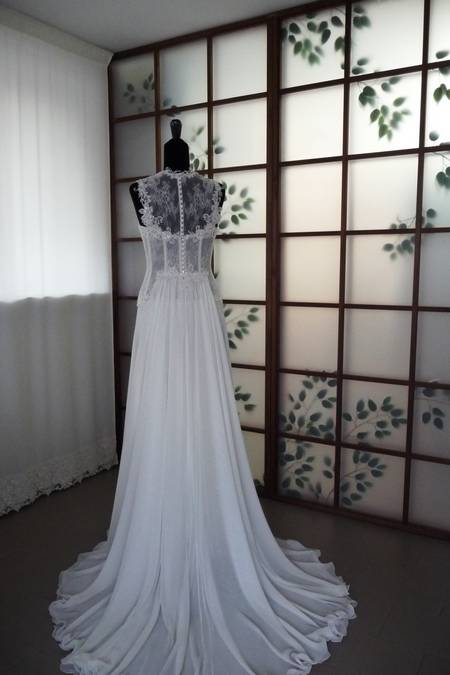 sposa pizzo rebrode chiffon applicazioni Foto 1