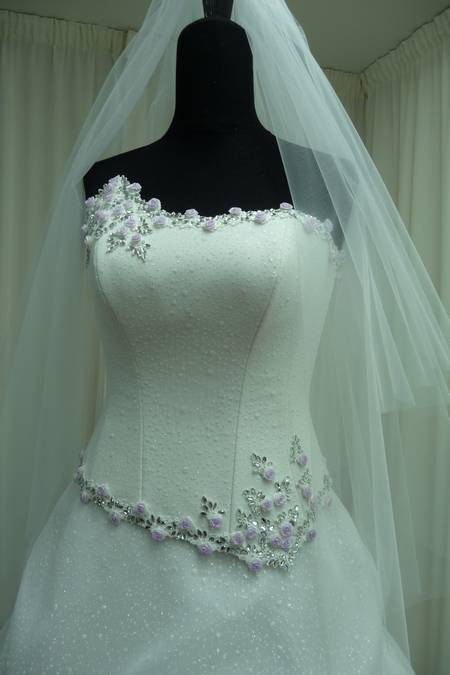 abito sposa bianco swarovski tulle glitter applicazioni Foto 1