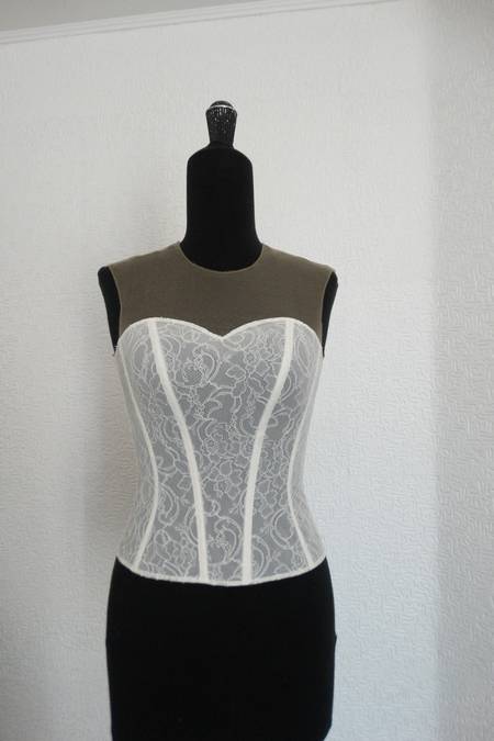 pizzo tulle trasparente carne 0057car) Foto 1