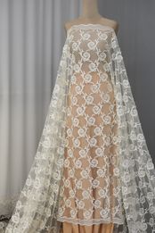 pizzo macrame tulle seta avorio disponibile anche bianco seta Foto 4