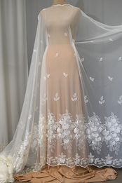 tulle mano ricamato perle biancoseta Foto 3