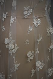 tulle seta ricamo macrame avorio chiaro anche bianco seta Foto 2