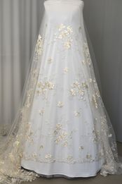 pizzo mano seta ricamo rilievo neon beige bianco 145 Foto 2