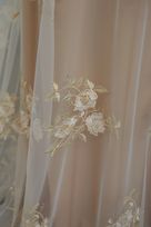 pizzo tulle mano ricamato avorio biscotto 150 Foto 4