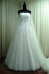 ricamato tulle seta morbido bianco 140 Foto 3