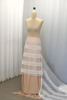 organza seta ricamata intarsi macrame avorio 60 Foto 3