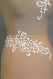 applicazioni macrame coppia chiarissimo anche bianco seta 33x10 Foto 4