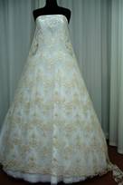 tulle ricamato perle champagne silver Foto 4