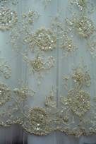 tulle ricamato avorio champagne silver Foto 3