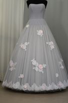 fiori rilievo tulle mano seta bordo applicazioni pizzo chantilly Foto 3