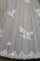 fiori gonna tulle mano seta bordo applicazioni pizzo chantilly Foto 2