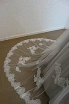 gonna mezza tulle mano seta pizzo chantilly vita lunghezza misura) Foto 3