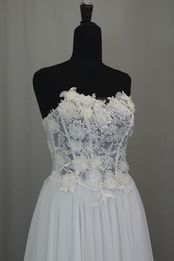 abito pizzo tulle mano seta bianco seta Foto 2