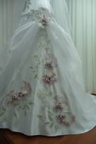 Bordo Organza per Abito Sposa Cerimonia in Avorio Bianco