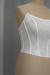 corpino asimmetrico pizzo chantilli tulle mano seta realizzabile misura Foto 2