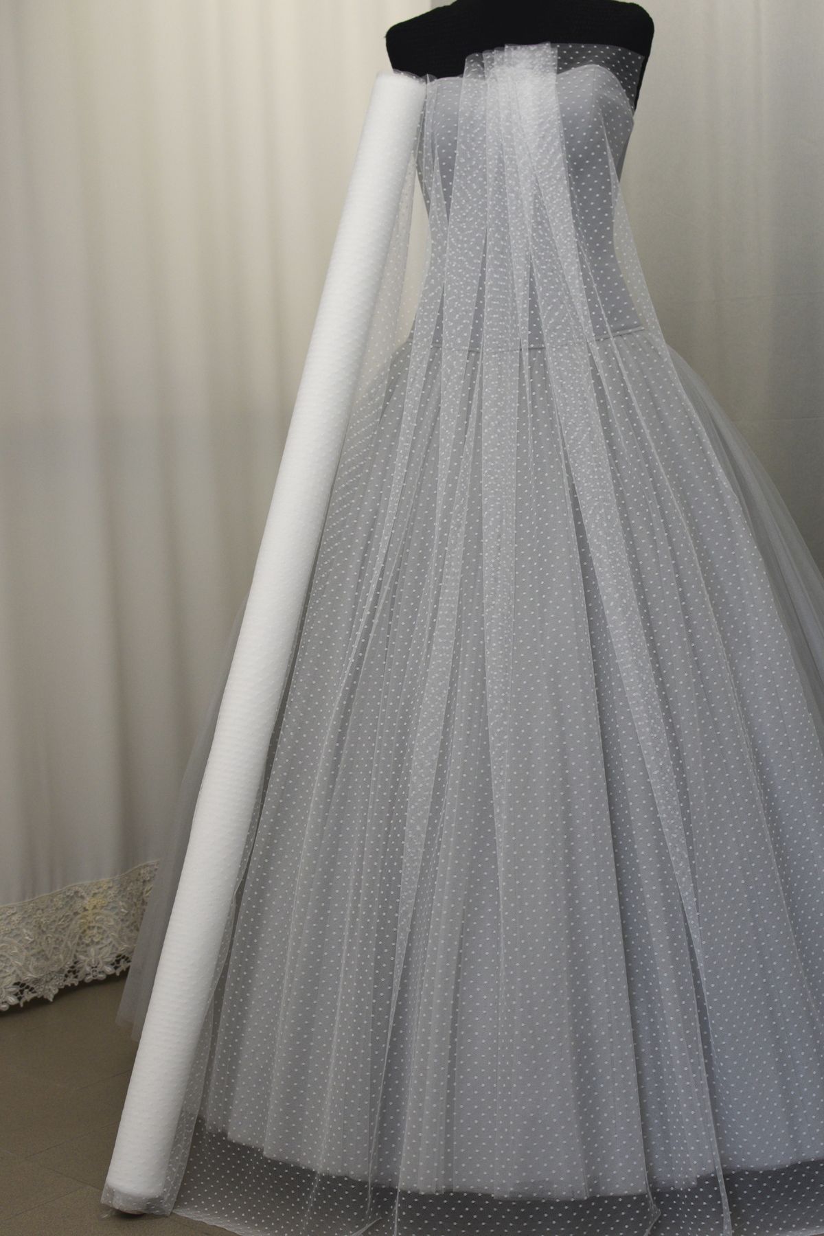 tulle point d esprit bianco seta h cm 150 Art 0005PE