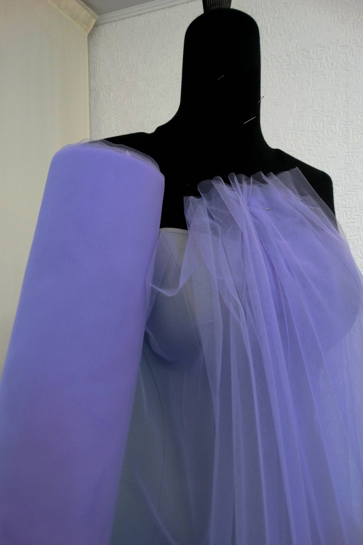 tulle morbido antistrappo per abiti e corpini colore lilla h cm 150 Art 0006B27