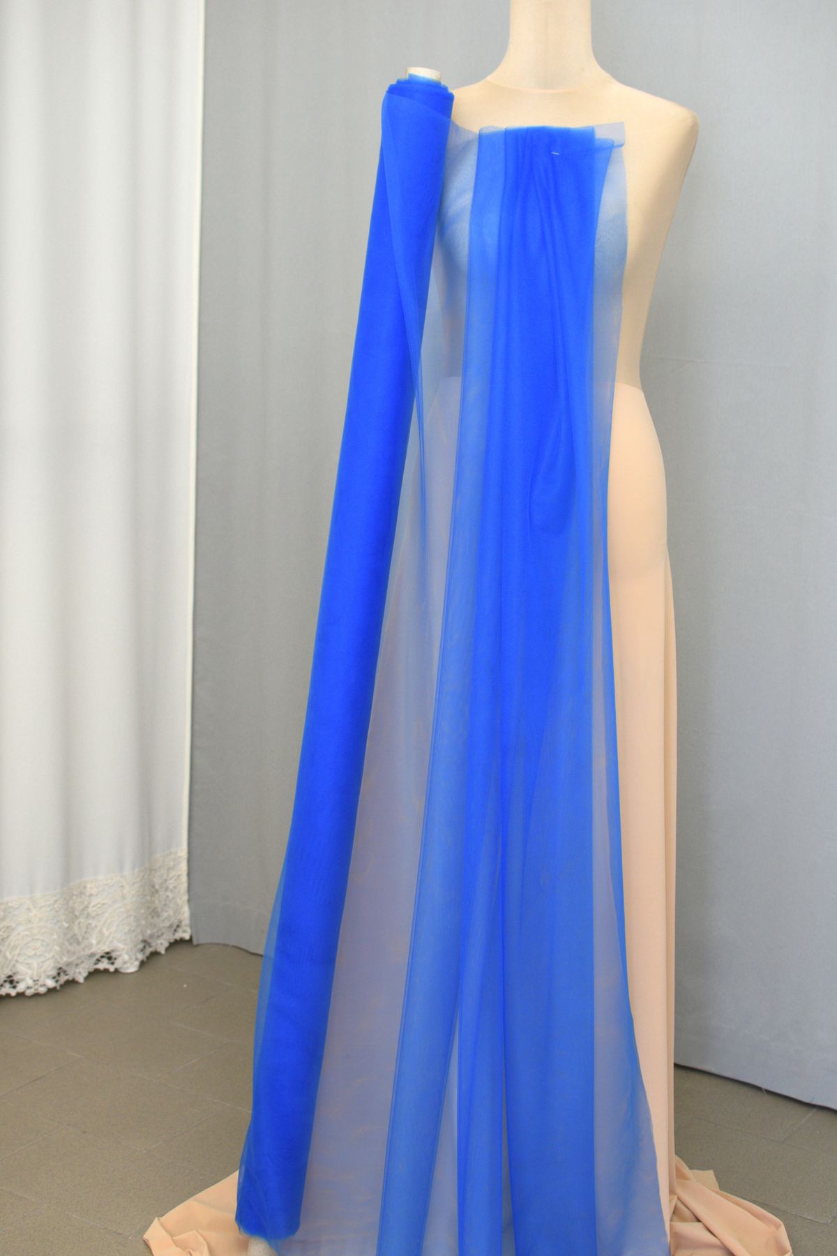tulle illusione mano seta colore azzurro cm 300 Art 0057AZ