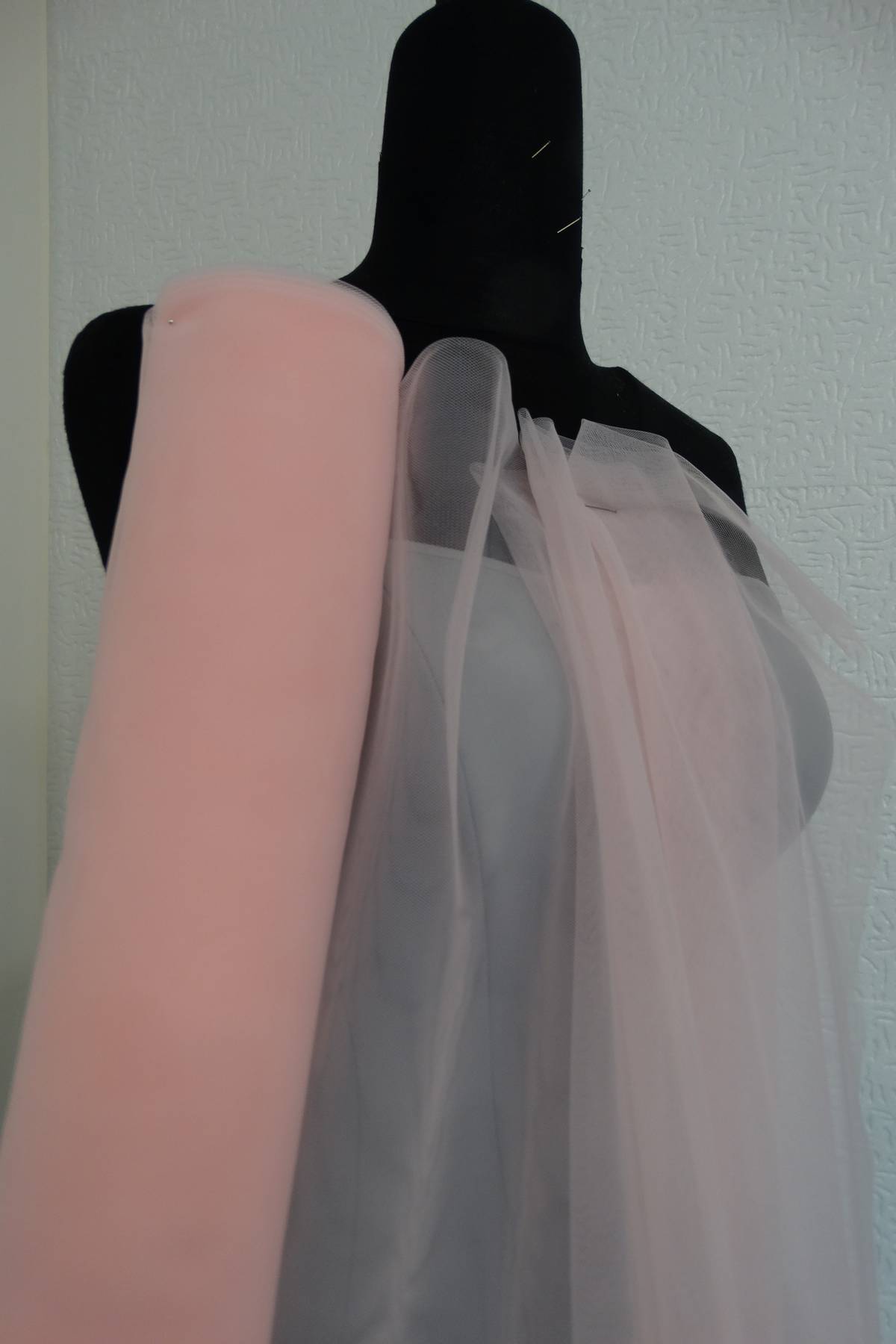 tulle giada morbido mano seta h cm 300 colore rosa Art 0058ROSA