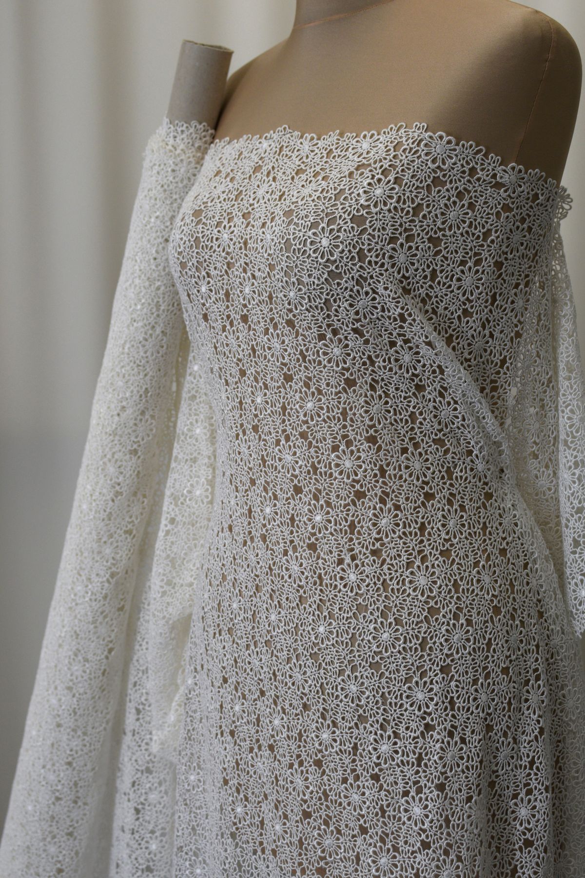 pizzo macrame bianco seta h cm 140 Art 0119D