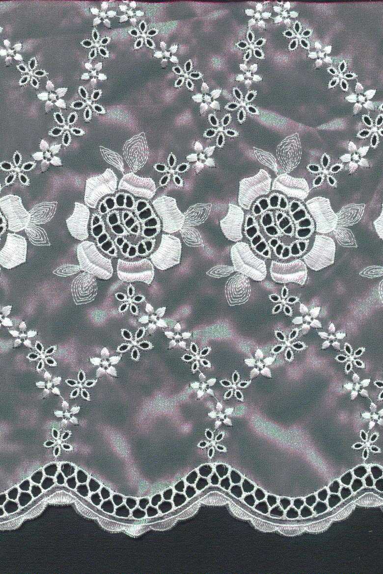 organza ricamata bianco h cm 140 Art 0278LO