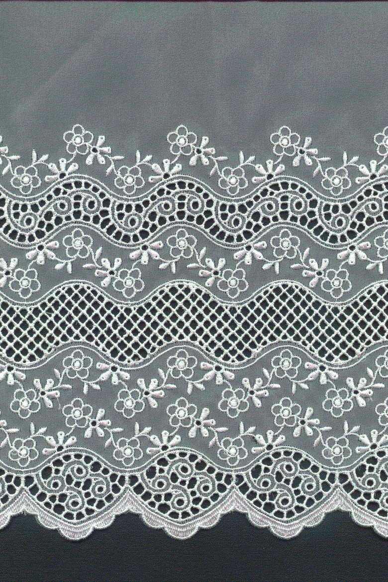 organza 100 poliestere ricamata bianco cm 130 Art 0692LO