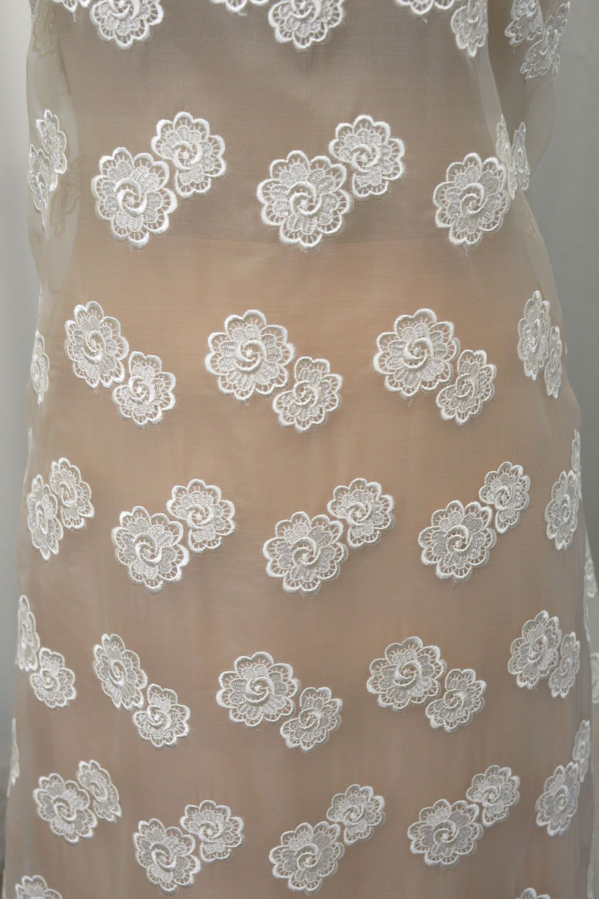 organza 100 seta ricamato macrame h cm 130 Art 0791LOSTAV