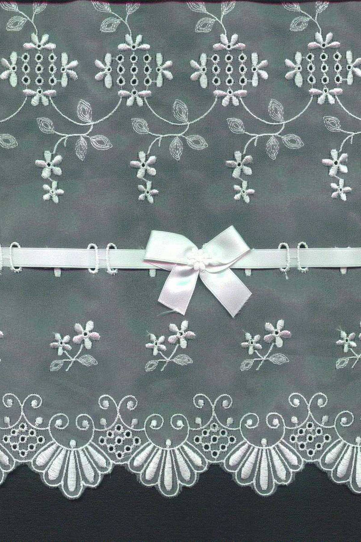 organza ricamata bianco h cm 140 Art 0821LO