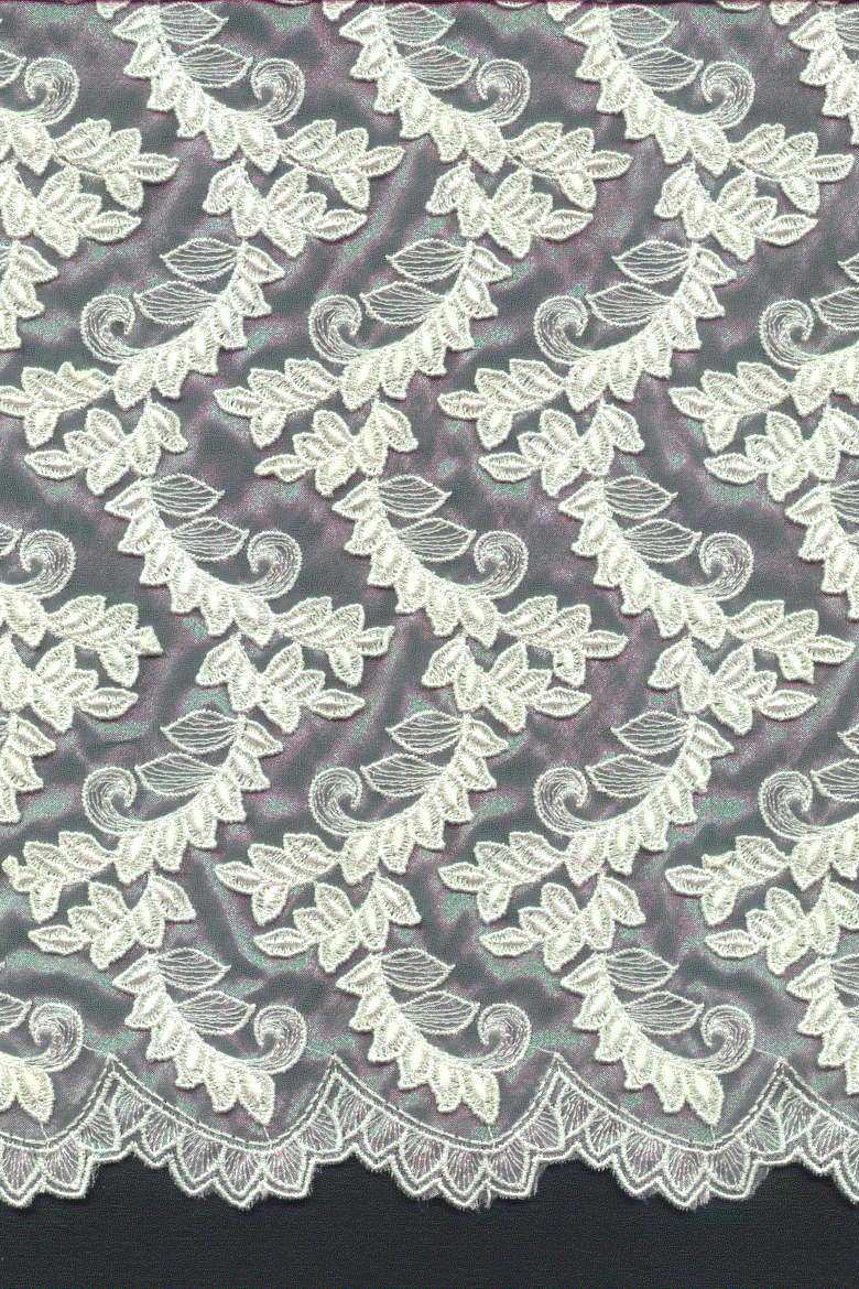 organza bianco con ricamo avorio cm 140 Art 0930LOAV