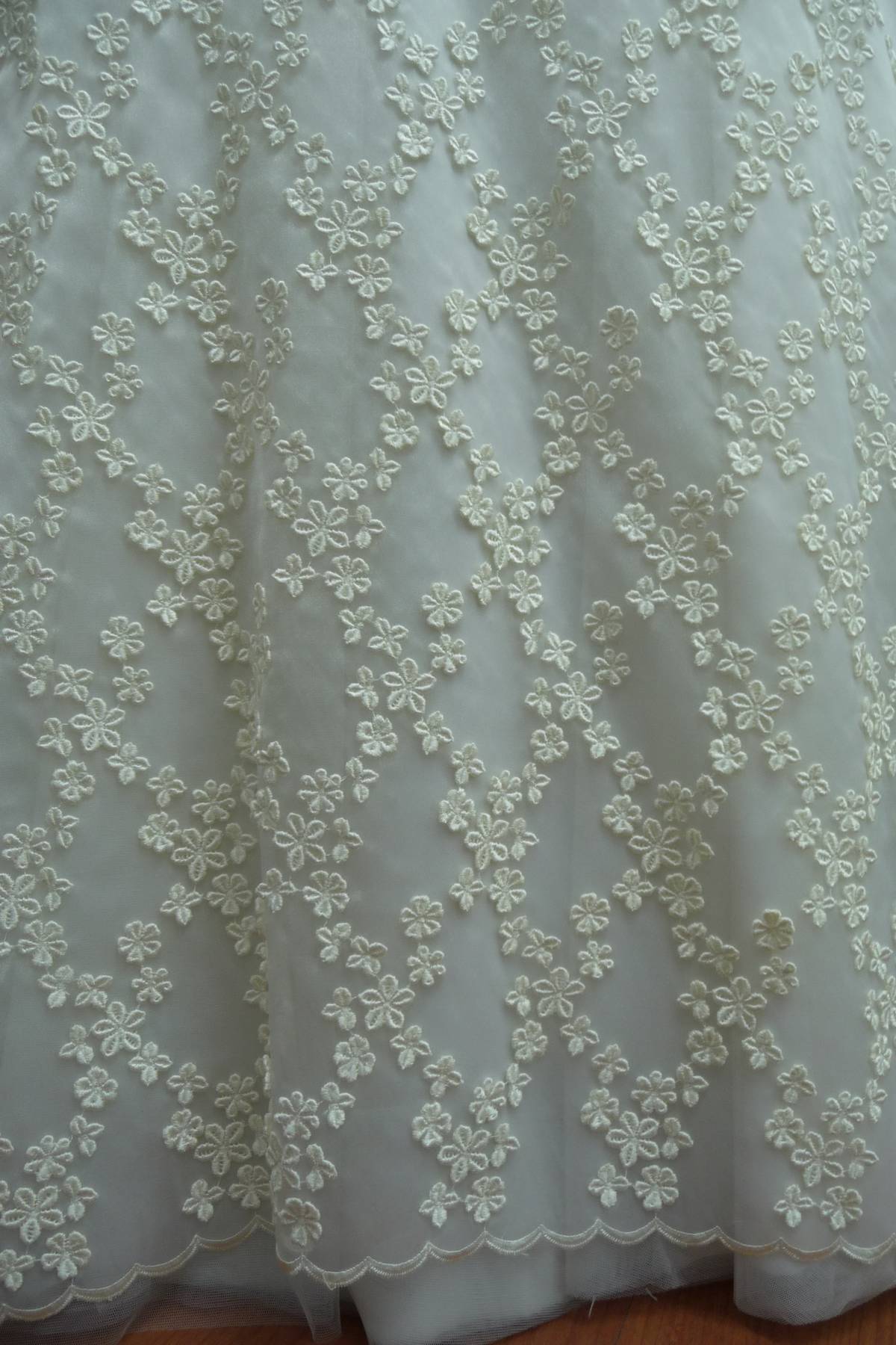 organza bianco con ricamo avorio cm 140 Art 0931LOAV